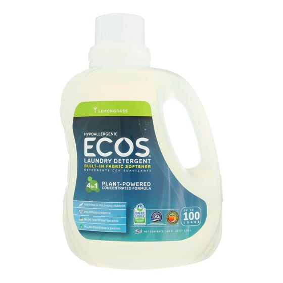 Earth Friendly Ecos Ultra 2x All Natural Laundry Detergent - Lemongrass - 100 Fl Oz