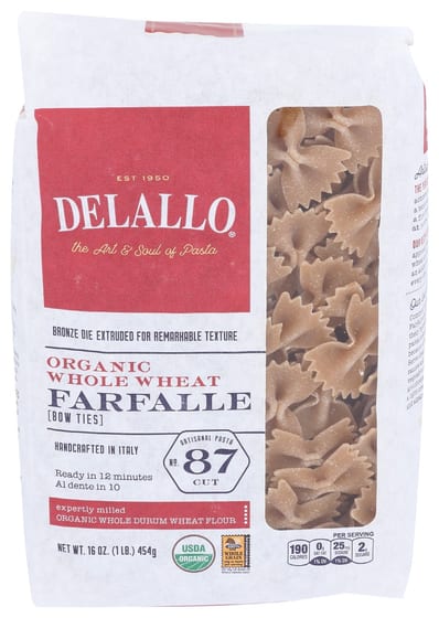 Delallo: Whole Wheat Farfalle Pasta, 16 Oz