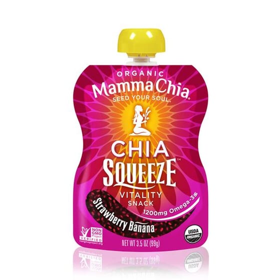 Mamma Chia Squeeze Vitality Snack - Strawberry Banana - Case Of 16 - 3.5 Oz.