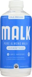 Malk: Pure Almond Malk Unsweetened, 28 Oz