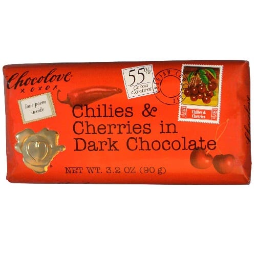 Chocolove Xoxox - Premium Chocolate Bar - Dark Chocolate - Chilies And Cherries - 3.2 Oz Bars - Case Of 12