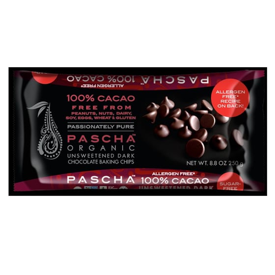 Pascha Chocolate Chips - Dark Unsweetened - Case Of 6 - 8.8 Oz.