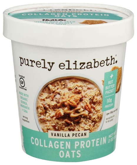 Purely Elizabeth: Vanilla Pecan Collagen Protein Oats Cup, 2 Oz