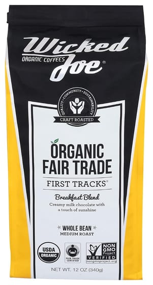 Wicked Joe Coffee: First Tracks Breakfast Blend Whole Bean, 12 Oz