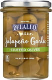Delallo Garlic & Jalapeno Stuffed Green Greek Olives, 5.8 Oz