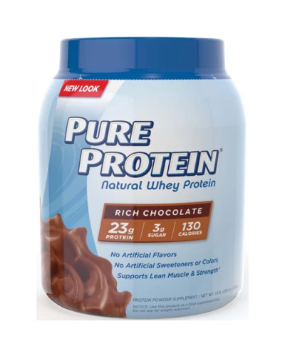 Pure Protein Whey Protein 100% Natural Rich Chocolate 1.6 Lb