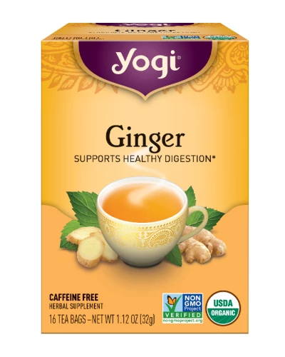 Yogi Organic Herbal Tea Caffeine Free Ginger - 16 Tea Bags - Case Of 6