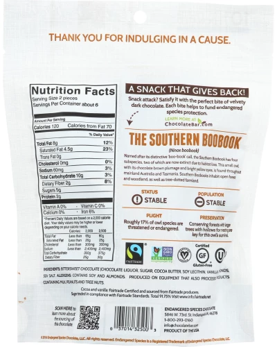 Endangered Species Chocolate Bites Dark Chocolate With Sea Salt & Almond, 4.2 Oz - Image 3