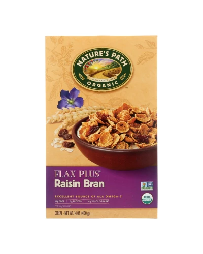 Nature's Path Organic Flax Plus Raisin Bran Cereal - Case Of 12 - 14 Oz.