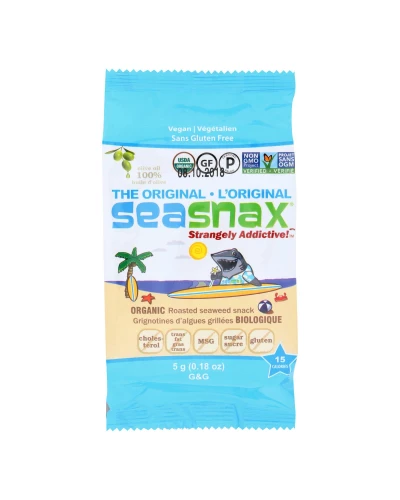 Seasnax Organic Seasnax Original Roasted Seaweed Snack - Case Of 24 - 0.18 Oz.