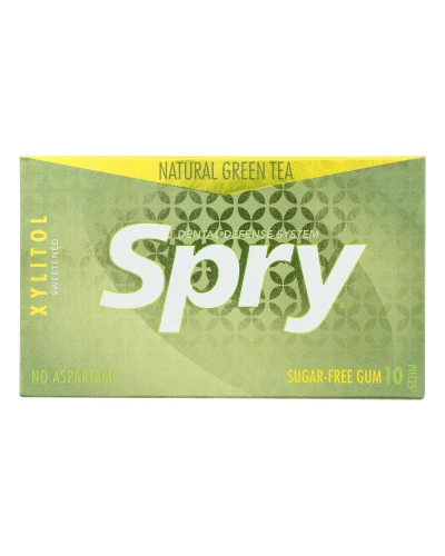 Spry Xylitol Gum - Green Tea - Case Of 20 - 10 Count