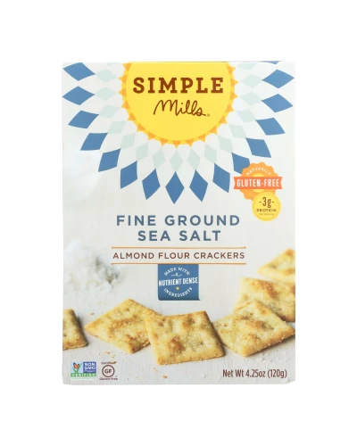 Simple Mills Fine Ground Sea Salt Almond Flour Crackers - Case Of 6 - 4.25 Oz.