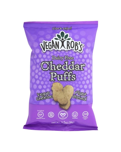Vegan Rob's Dairy Free Puffs - Cheddar - Case Of 12 - 3.5 Oz