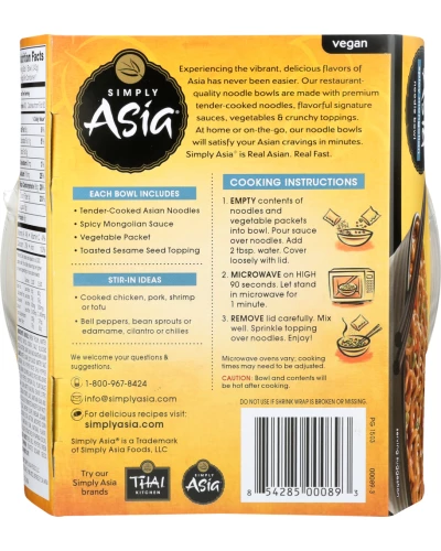 Simply Asia: Spicy Mongolian Noodle Bowl, 8.5 Oz - Image 4