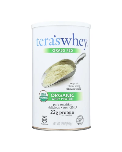 Teras Whey Protein Powder - Whey - Organic - Plain Unsweetened - 12 Oz