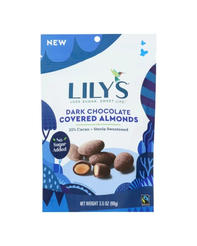 Lily's Sweets - Cvrd Almond Dark Chocolate Stevia - Case Of 12 - 3.5 Oz