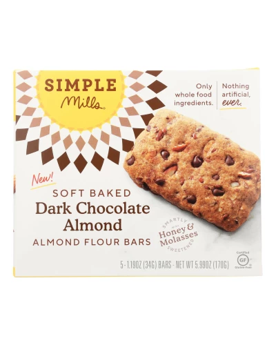Simple Mills - Bar Sft Baked Dark Chocolate Almond - Case Of 6 - 5.99 Oz