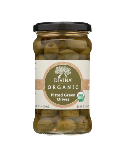 Divina - Organic Pitted Green Olives - Case Of 6 - 6 Oz.