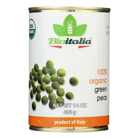 Bioitalia Beans - Green Peas - Case Of 12 - 14 Oz.