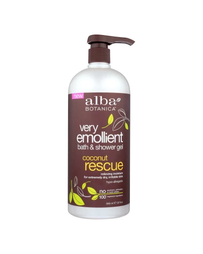 Alba Botanica - Very Emollient Bath And Shower Gel - Coconut Rescue - 32 Fl Oz