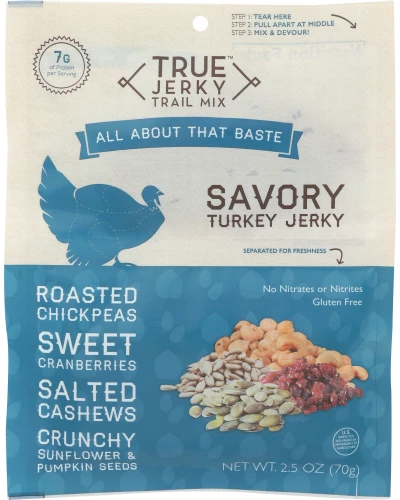 True Jerky: Trail Mix Savory Turkey Jerky, 2.5 Oz