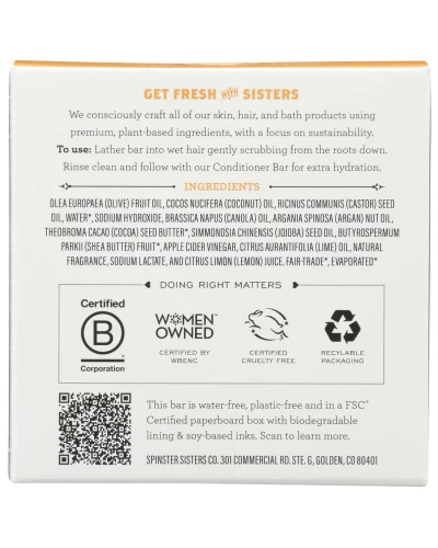 Spinster Sisters Co: Coconut Lime Shampoo Bar, 3 Oz - Image 4